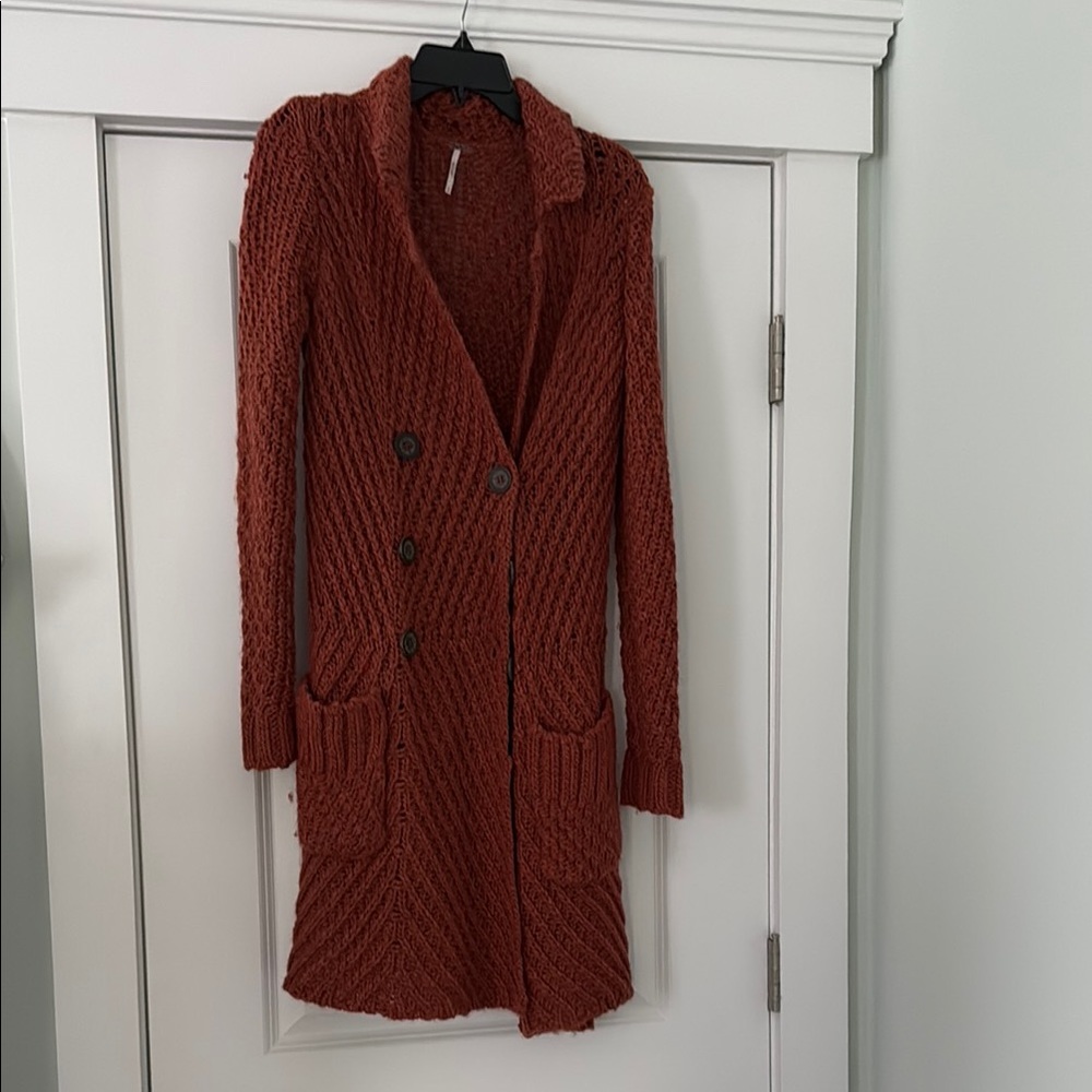 Free People Rust Orange Knit Cardigan